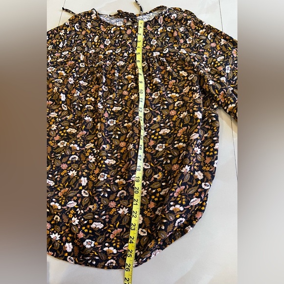 KNOX ROSE Black Print Smocked Long Sleeve Tie Neck BOHO Hippie Blouse - XL - Picture 10 of 16